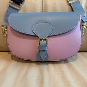 Elegant Lavender and Blue/Gray Crossbody Bag with Buckle Closure